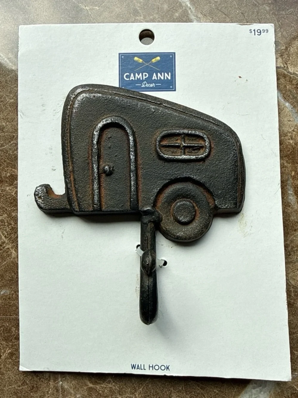 Black and Brown Camper Wall Hook - Rustic Metal Hook